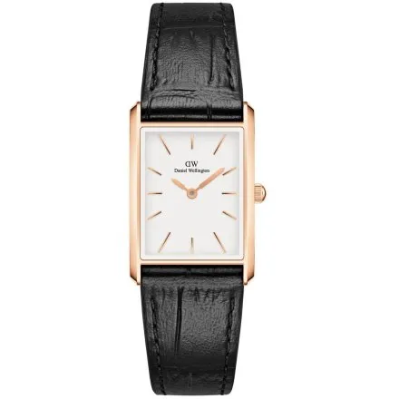 Zegarek Daniel Wellington Bound Black Crocodile Rose Gold DW00100693 20mm damski na pasku skórzanym