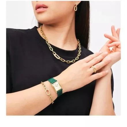 Zegarek Daniel Wellington Bound Crocodile Champagne Sunray Gold DW00100695 22mm złoty damski z zielonym paskiem