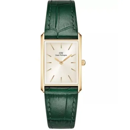 Zegarek Daniel Wellington Bound Crocodile Champagne Sunray Gold DW00100695 22mm złoty damski z zielonym paskiem