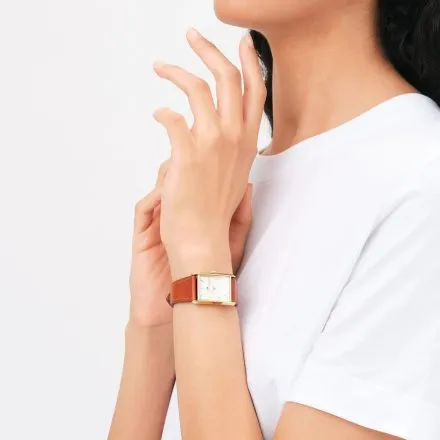 Zegarek Daniel Wellington Bound Durham Gold DW00100696 22mm złoty damski z brązowym paskiem