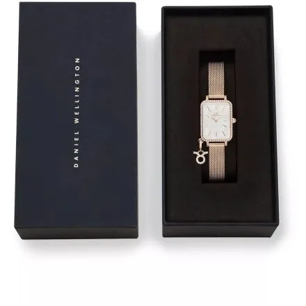 Zegarek Daniel Wellington Quadro Charm DW00100748 20mm różowozłoty z masą perłową na tarczy