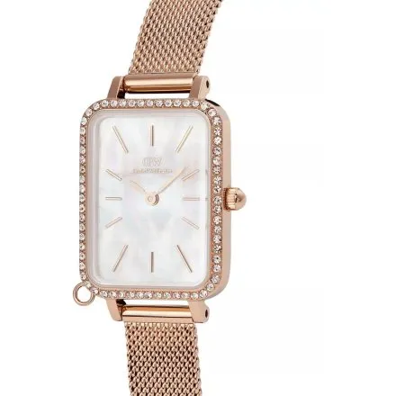 Zegarek Daniel Wellington Quadro Charm DW00100748 20mm różowozłoty z masą perłową na tarczy