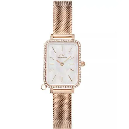 Zegarek Daniel Wellington Quadro Charm DW00100748 20mm różowozłoty z masą perłową na tarczy