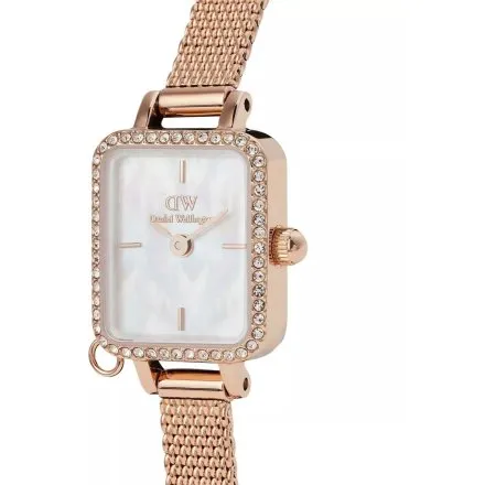 Zegarek Daniel Wellington Quadro Charm DW00100751 15mm różowozłoty z masą perłową na tarczy