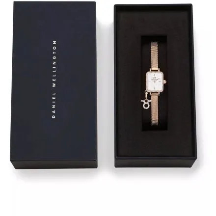 Zegarek Daniel Wellington Quadro Charm DW00100751 15mm różowozłoty z masą perłową na tarczy