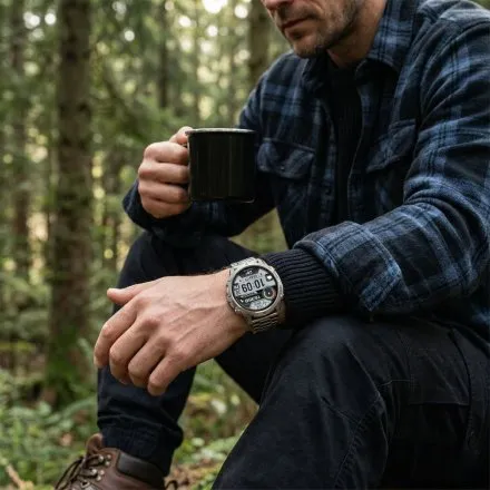 GRAVITY GT42-3 srebrny smartwatch męski AMOLED Z DODATKOWĄ BRANSOLETĄ