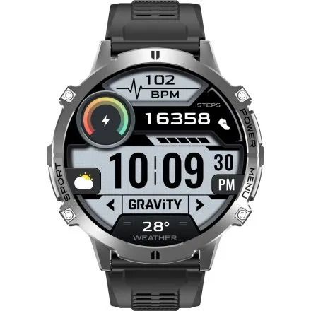 GRAVITY GT42-3 srebrny smartwatch męski AMOLED Z DODATKOWĄ BRANSOLETĄ