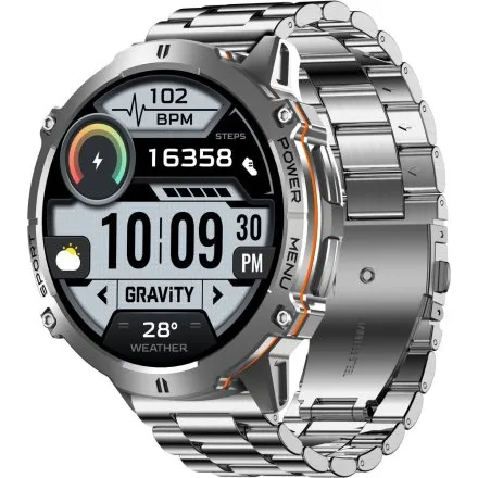 GRAVITY GT42-3 srebrny smartwatch męski AMOLED Z DODATKOWĄ BRANSOLETĄ