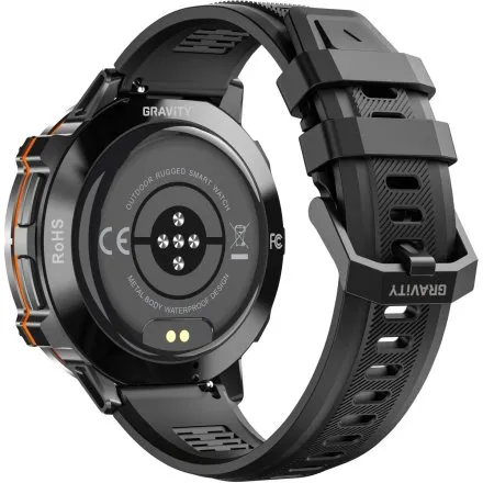 GRAVITY GT42-1 czarny smartwatch męski AMOLED Z DODATKOWĄ BRANSOLETĄ