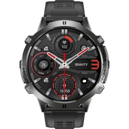 GRAVITY GT42-1 czarny smartwatch męski AMOLED Z DODATKOWĄ BRANSOLETĄ