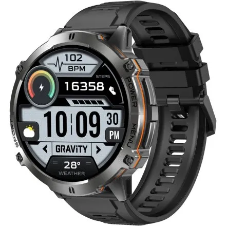 GRAVITY GT42-1 czarny smartwatch męski AMOLED Z DODATKOWĄ BRANSOLETĄ