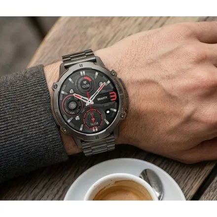 GRAVITY GT42-2 czarny smartwatch męski amoled z dodatkowym granatowym paskiem 