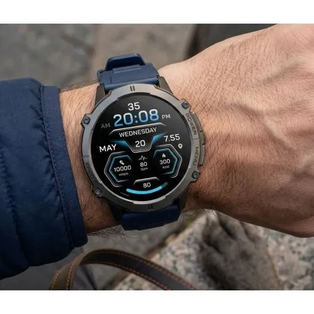 GRAVITY GT42-2 czarny smartwatch męski amoled z dodatkowym granatowym paskiem 