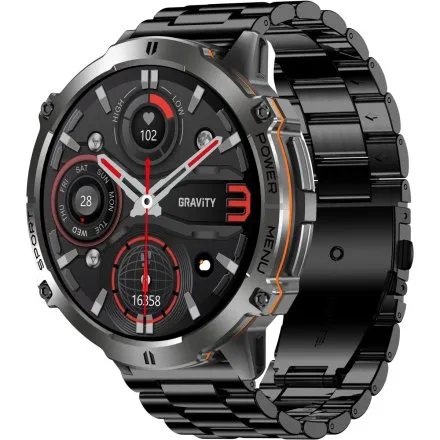 GRAVITY GT42-2 czarny smartwatch męski amoled z dodatkowym granatowym paskiem 