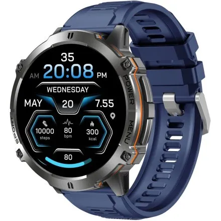 GRAVITY GT42-2 czarny smartwatch męski amoled z dodatkowym granatowym paskiem 