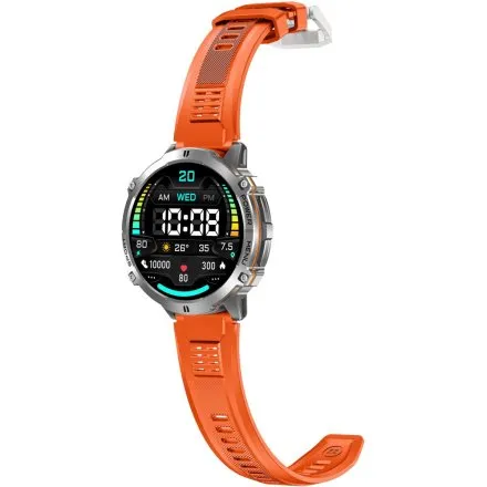 GRAVITY GT42-4 srebrny smartwatch męski amoled z pomarańczowym paskiem