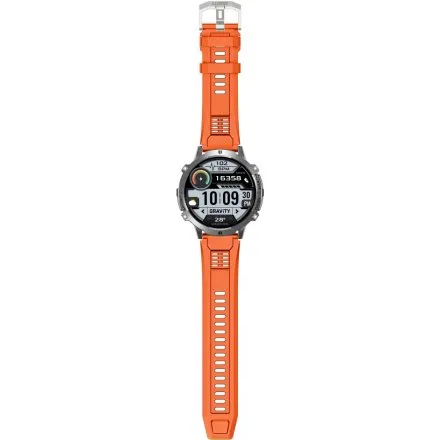 GRAVITY GT42-4 srebrny smartwatch męski amoled z pomarańczowym paskiem
