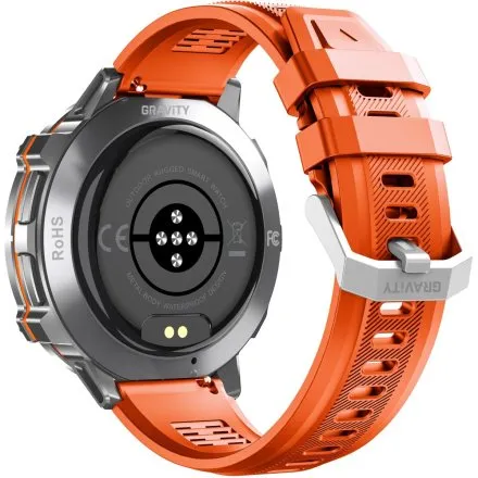 GRAVITY GT42-4 srebrny smartwatch męski amoled z pomarańczowym paskiem
