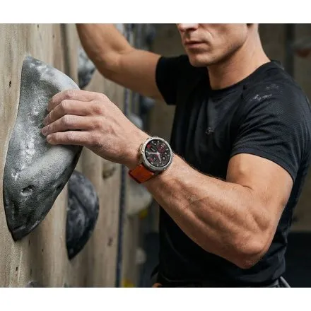 GRAVITY GT42-4 srebrny smartwatch męski amoled z pomarańczowym paskiem