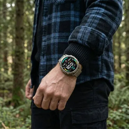 GRAVITY GT42-4 srebrny smartwatch męski amoled z pomarańczowym paskiem
