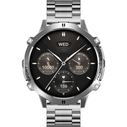 GRAVITY GT42-4 srebrny smartwatch męski amoled z pomarańczowym paskiem