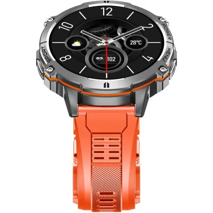 GRAVITY GT42-4 srebrny smartwatch męski amoled z pomarańczowym paskiem