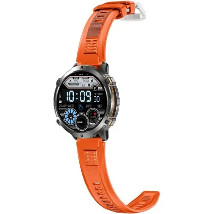 GRAVITY GT42-5 czarny smartwatch męski amoled z dodatkowym pomarańczowym paskiem 