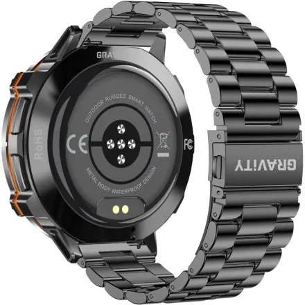 GRAVITY GT42-5 czarny smartwatch męski amoled z dodatkowym pomarańczowym paskiem 