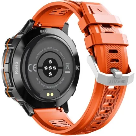 GRAVITY GT42-5 czarny smartwatch męski amoled z dodatkowym pomarańczowym paskiem 