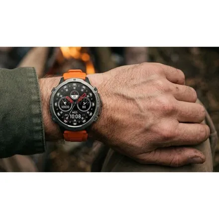 GRAVITY GT42-5 czarny smartwatch męski amoled z dodatkowym pomarańczowym paskiem 