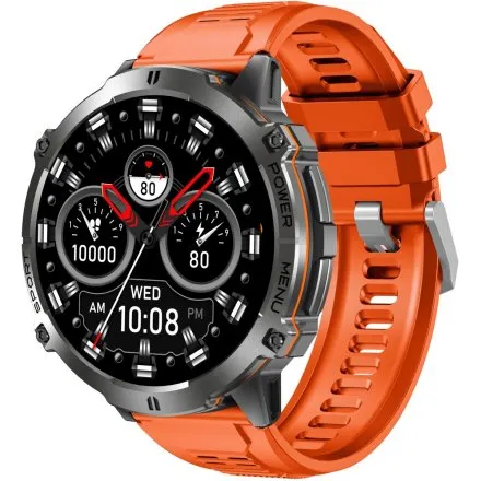 GRAVITY GT42-5 czarny smartwatch męski amoled z dodatkowym pomarańczowym paskiem 
