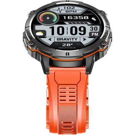 GRAVITY GT42-5 czarny smartwatch męski amoled z dodatkowym pomarańczowym paskiem 