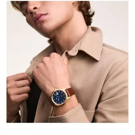 Zegarek Daniel Wellington Iconic Automatic DW00100758 40mm złoty na brązowym pasku