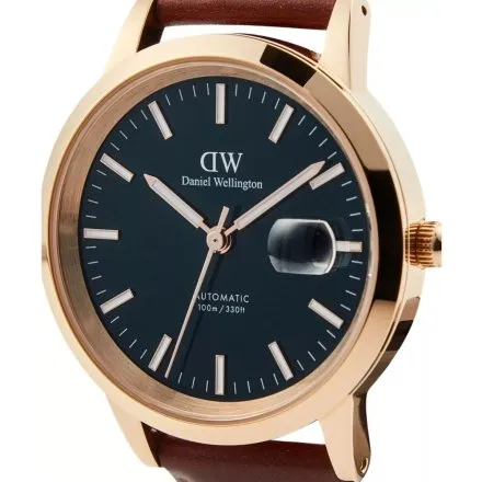 Zegarek Daniel Wellington Iconic Automatic DW00100758 40mm złoty na brązowym pasku