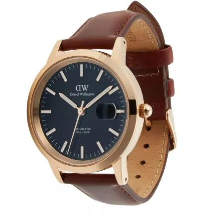 Zegarek Daniel Wellington Iconic Automatic DW00100758 40mm złoty na brązowym pasku