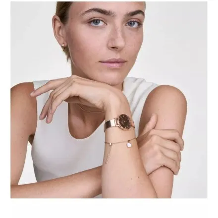 Zegarek Daniel Wellington Petite Reflection DW00100795 28mm różowozłoty z bransoletką