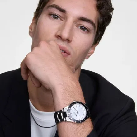 Zegarek Daniel Wellington Iconic Paradigma DW00100819 40mm srebrny z bransoletą i funkcją datownika