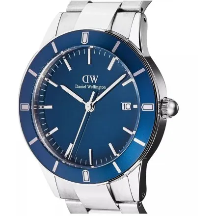 Zegarek Daniel Wellington Iconic Paradigma DW00100820 40mm srebrny z bransoletą i granatową tarczą