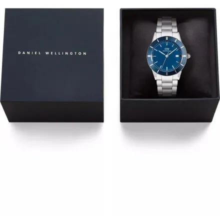 Zegarek Daniel Wellington Iconic Paradigma DW00100820 40mm srebrny z bransoletą i granatową tarczą