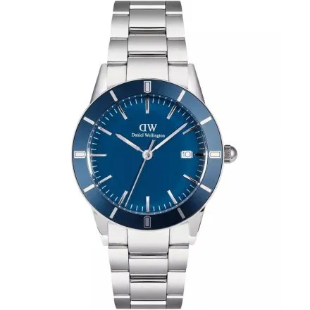 Zegarek Daniel Wellington Iconic Paradigma DW00100820 40mm srebrny z bransoletą i granatową tarczą