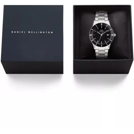 Zegarek Daniel Wellington Iconic Paradigma DW00100822 40mm srebrny z bransoletą i czarną tarczą