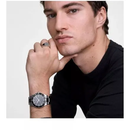 Zegarek Daniel Wellington Iconic Paradigma DW00100822 40mm srebrny z bransoletą i czarną tarczą