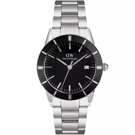 Zegarek Daniel Wellington Iconic Paradigma DW00100822 40mm srebrny z bransoletą i czarną tarczą