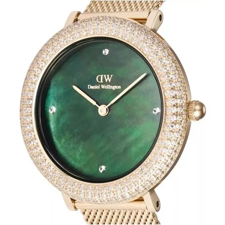 Zegarek Daniel Wellington Crystalline DW00100824 32mm złoty z zieloną masą perłową na tarczy