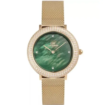 Zegarek Daniel Wellington Crystalline DW00100824 32mm złoty z zieloną masą perłową na tarczy