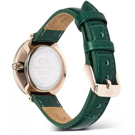 Zegarek Daniel Wellington Crystalline DW00100826 32mm różowozłoty z masą perłową i zielonym paskiem
