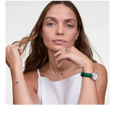 Zegarek Daniel Wellington Crystalline DW00100826 32mm różowozłoty z masą perłową i zielonym paskiem