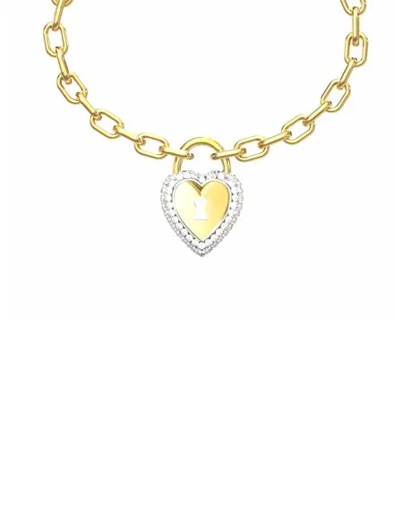 Guess LOVE BITES bransoletka złota damska serce z kryształkami JUBB06061JW-YGRH (L)
