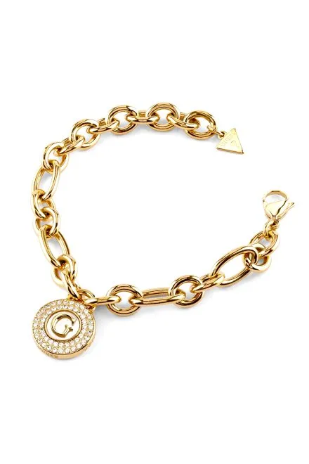 Guess G TALISMAN bransoletka złota damska literka G z kryształkami JUBB06194JW (S)