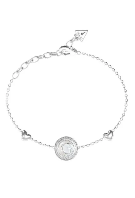 Guess G TALISMAN bransoletka srebrna damska literka G z kryształkami JUBB06208JW (L)